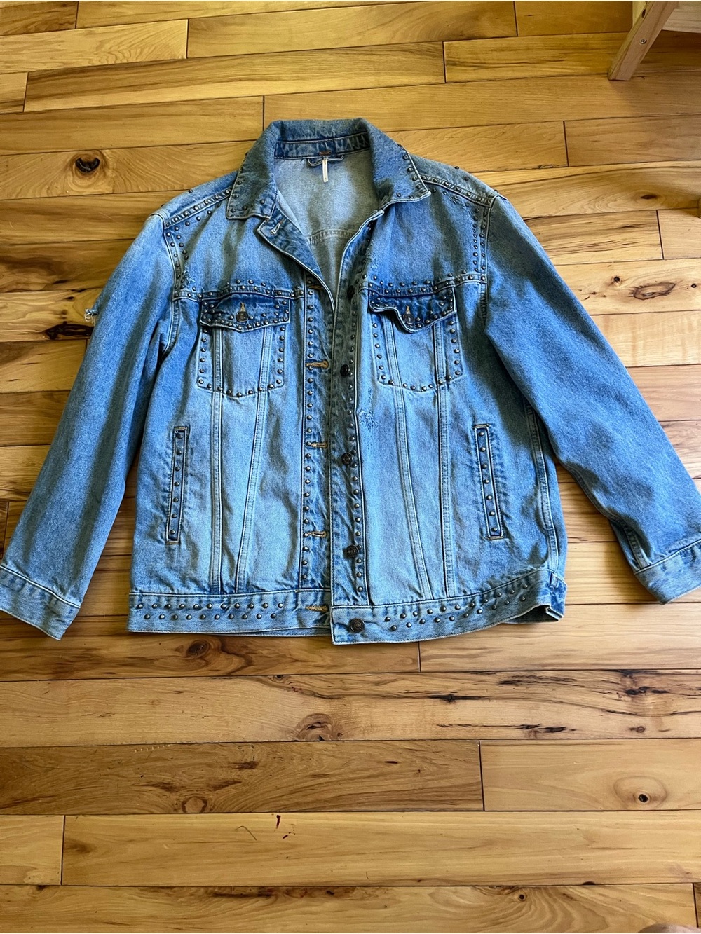 Free People Studded oversized trucker jacket